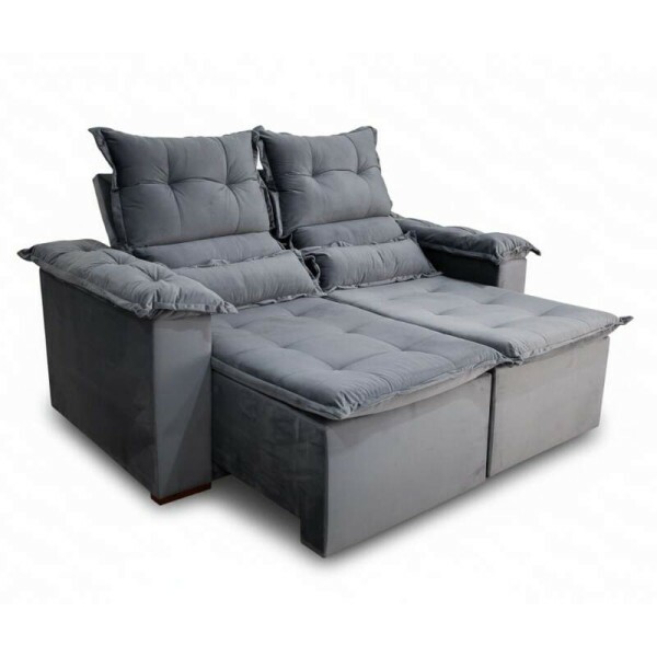 Sof Retrtil Reclinvel Nicole 1.80m Veludo Grafite A15
