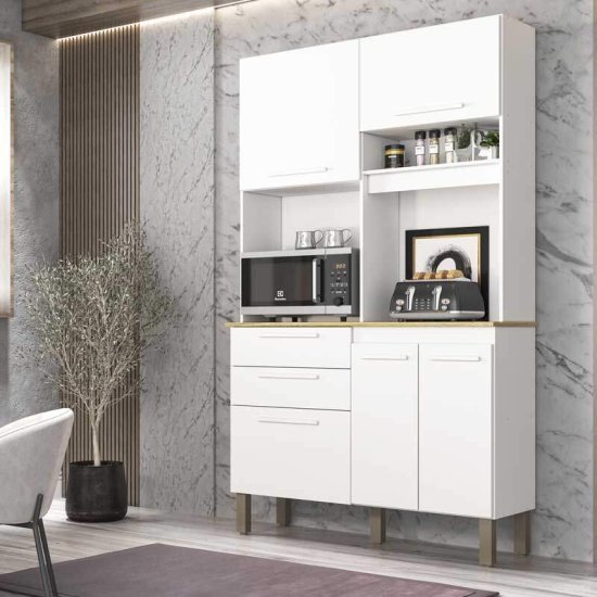 Arm�rio de Cozinha 1,10m Dubai Branco 5 Portas 2 Gavetas - Sall�to