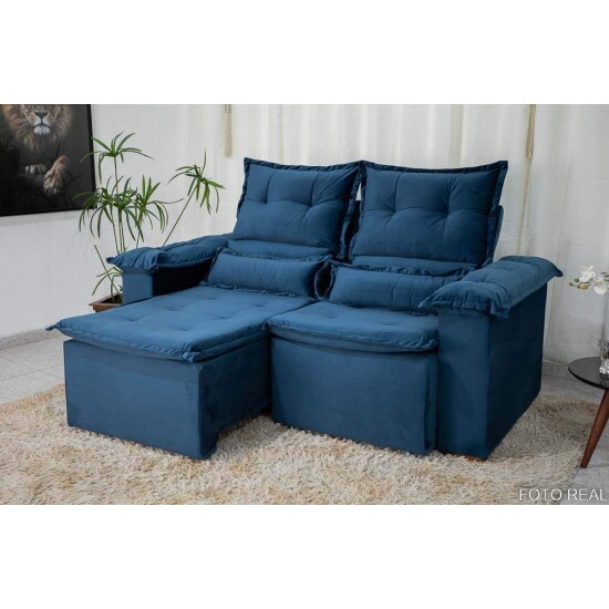 Sof Retrtil Reclinvel Nicole 1.80m Veludo Azul A16