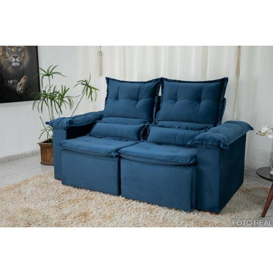 Sof Retrtil Reclinvel Nicole 1.80m Veludo Azul A16