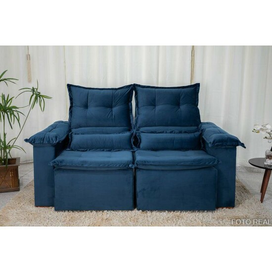 Sof Retrtil Reclinvel Nicole 1.80m Veludo Azul A16
