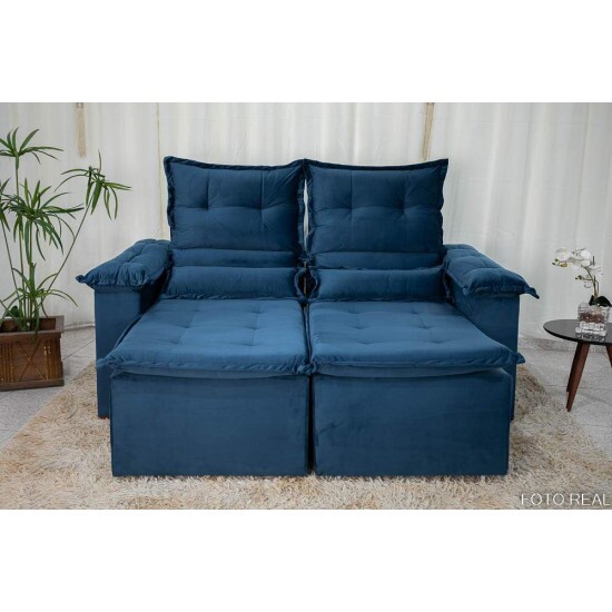 Sof Retrtil Reclinvel Nicole 1.80m Veludo Azul A16