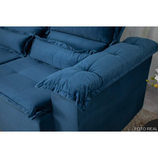 Sof Retrtil Reclinvel Nicole 1.80m Veludo Azul A16