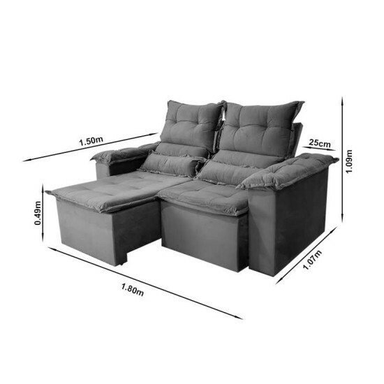 Sof� Retr�til Reclin�vel Nicole 1.80m Veludo Bege A32