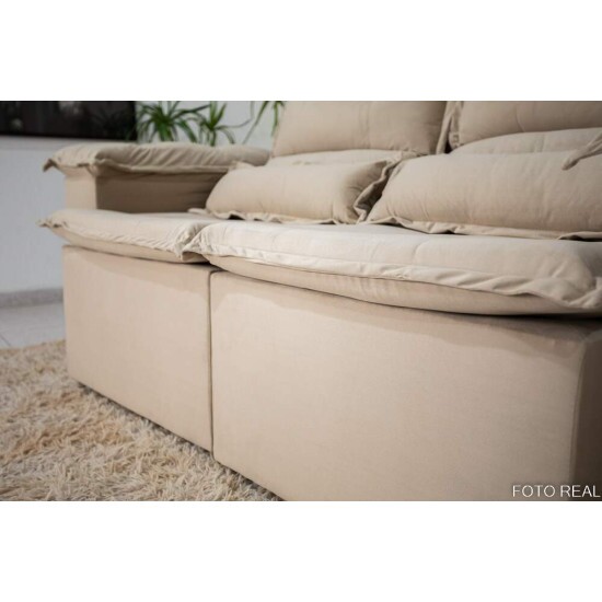 Sof� Retr�til Reclin�vel Nicole 1.80m Veludo Bege A32