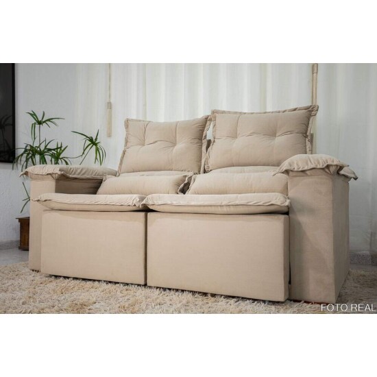 Sof� Retr�til Reclin�vel Nicole 1.80m Veludo Bege A32