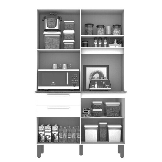 Arm�rio de Cozinha Dubai 5 Portas 2 Gavetas Larg. 1.10m Cinamomo/Off Sall�to