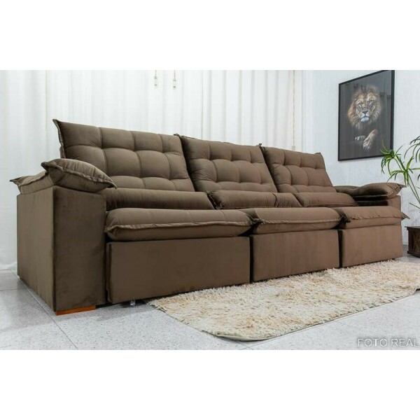 Sof Retrtil Reclinvel Emanuelly 3.20m Veludo Marrom 19 - D28 Soft