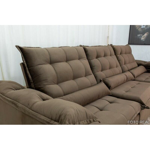 Sof Retrtil Reclinvel Emanuelly 3.20m Veludo Marrom 19 - D28 Soft