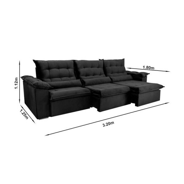 Sof Retrtil Reclinvel Emanuelly 3.20m Veludo Marrom 19 - D28 Soft