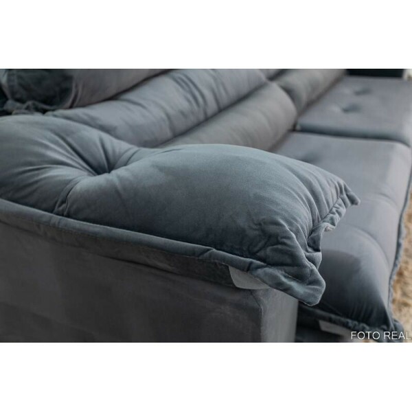 Sof Retrtil Reclinvel 1.80m Santorine Veludo Cinza