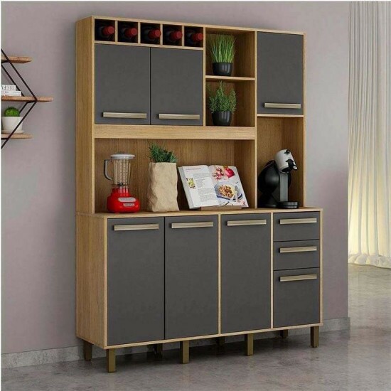 Armrio de Cozinha Granada Cinamomo/Grafite Valdemoveis