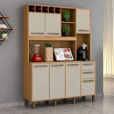 Arm�rio de Cozinha 1,46m Granada Cinamomo/Off White - Valdem�veis