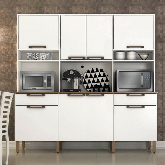 Arm�rio Cozinha Imola Branco 8 Portas 2 Gavetas Larg. 2.00m Sall�to