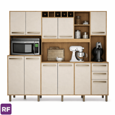 Arm�rio Cozinha Petra Cinamomo/Off White Larg. 2.18 - Valdemoveis