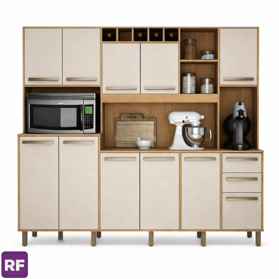 Arm�rio Cozinha Petra Cinamomo/Off White Larg. 2.18 - Valdemoveis