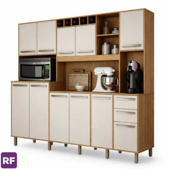 Arm�rio Cozinha Petra Cinamomo/Off White Larg. 2.18 - Valdemoveis