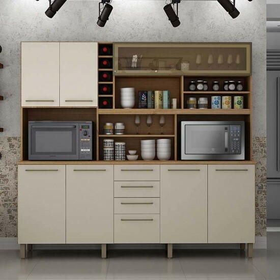Arm�rio de Cozinha Maranella Cinamomo/Off White Valdemoveis