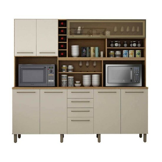 Arm�rio de Cozinha Maranella Cinamomo/Off White Valdemoveis