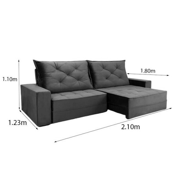 Sof Retrtil Reclinvel Berlim 2.10m Azul 800 - D33 e Molas Ensacadas