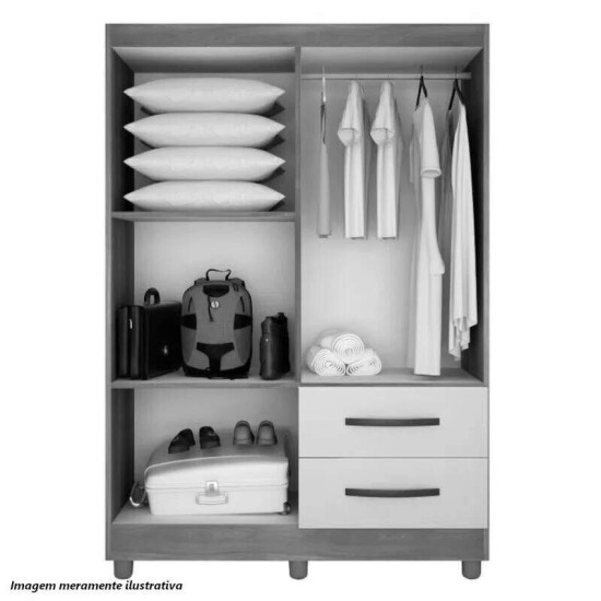 Guarda-Roupa Solteiro Estrela 4 Portas 2 Gavetas Cinamomo Larg. 1.05m Com P�s Sall�to