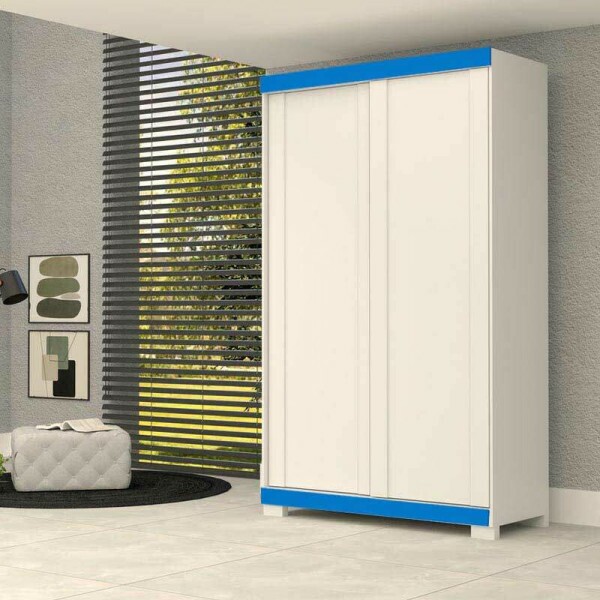 Guarda-Roupa Solteiro Samira 2 Portas 2 Gavetas Flex Branco/Azul/Rosa/Lils Larg. 1.09m Com Ps ACP