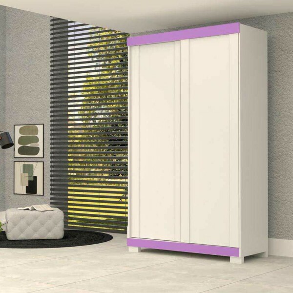 Guarda-Roupa Solteiro Samira 2 Portas 2 Gavetas Flex Branco/Azul/Rosa/Lils Larg. 1.09m Com Ps ACP