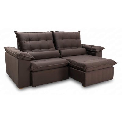 Sof Retrtil Reclinvel Emanuelly 2.00m Veludo Marrom 19 - D28 Soft