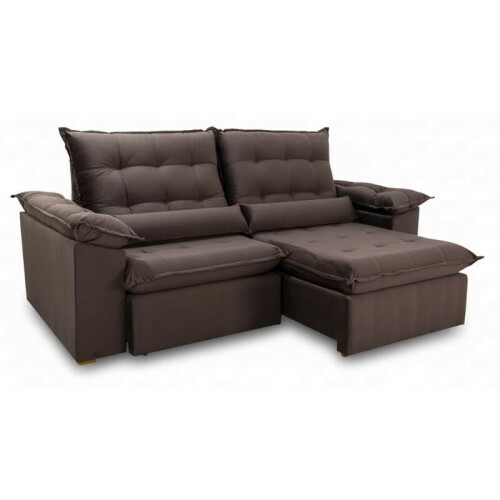 Sof Retrtil Reclinvel Emanuelly 2.00m Veludo Marrom 19 - D28 Soft