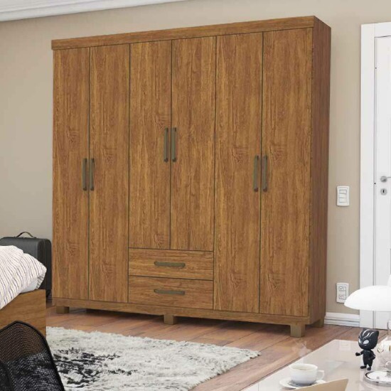 Roupeiro Solteiro �ries Freij� 6 Portas 2 Gavetas C/P�s Larg. 1.53m - Carioca