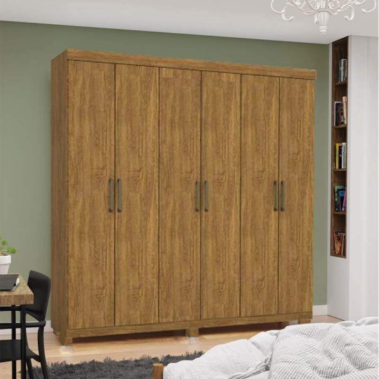 Guarda-roupa Solteiro 1,53m Recife Freij� 6 Portas 2 Gavetas com P�s - Carioca