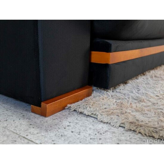 Sof Retrtil Reclinvel Ibis 2.50m Veludo Preto 820 - D33 e Molas Ensacadas