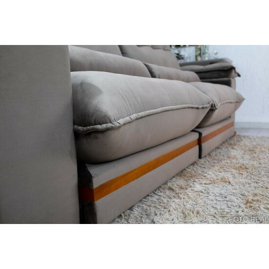 Sof� Retr�til Reclin�vel Ibis 2.50m Veludo Cinza 813 - D33 e Molas Ensacadas