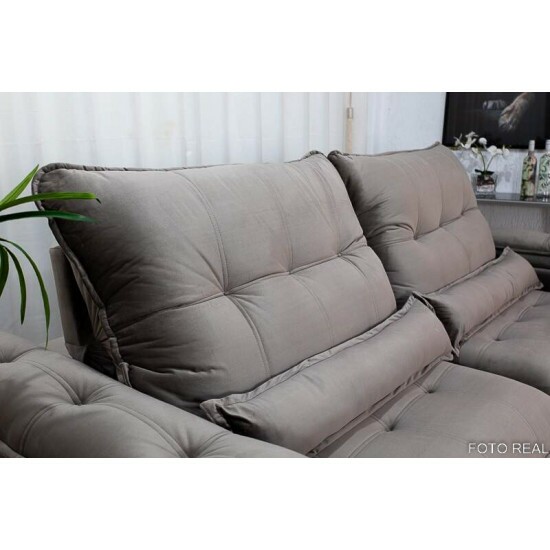 Sof� Retr�til Reclin�vel Ibis 2.50m Veludo Cinza 813 - D33 e Molas Ensacadas