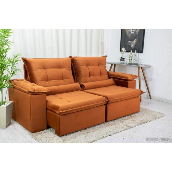 Sof� Retr�til Reclin�vel Madri 2,30m Veludo Terracota 24 - D28 Soft