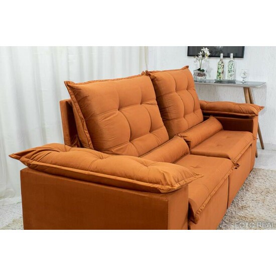 Sof� Retr�til Reclin�vel Madri 2,30m Veludo Terracota 24 - D28 Soft