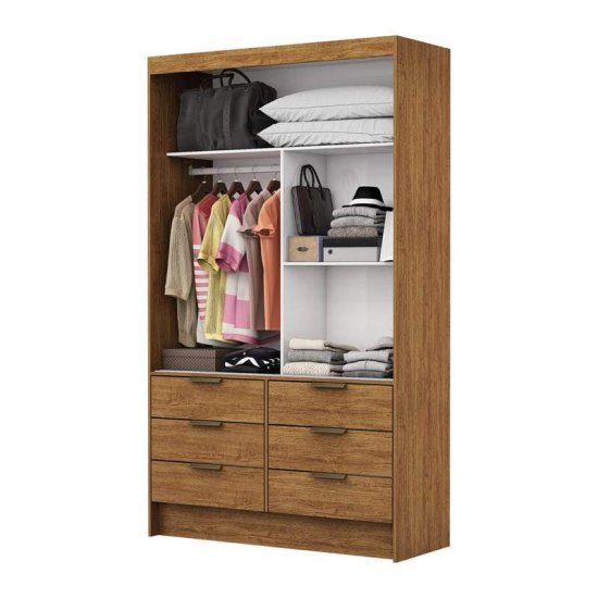 Guarda-roupa Solteiro 1,08m Sevilha Freij� 2 Portas 6 Gavetas com 1 Espelho - Carioca