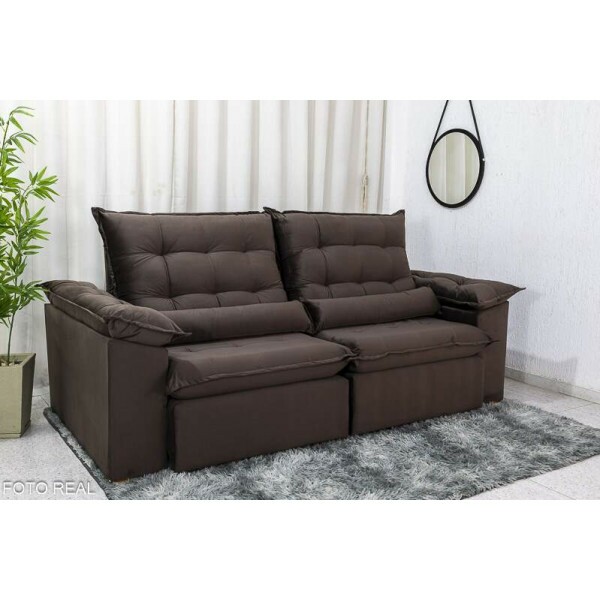 Sof Retrtil Reclinvel Emanuelly 2.30m Veludo Marrom - D28 Soft