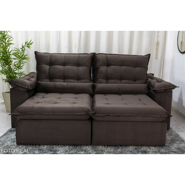 Sof Retrtil Reclinvel Emanuelly 2.30m Veludo Marrom - D28 Soft