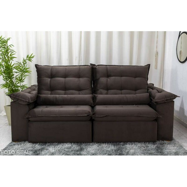 Sof Retrtil Reclinvel Emanuelly 2.30m Veludo Marrom - D28 Soft