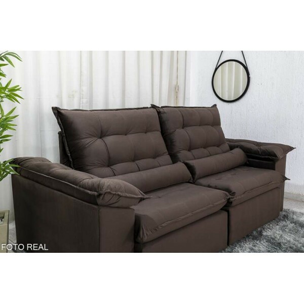 Sof Retrtil Reclinvel Emanuelly 2.30m Veludo Marrom - D28 Soft