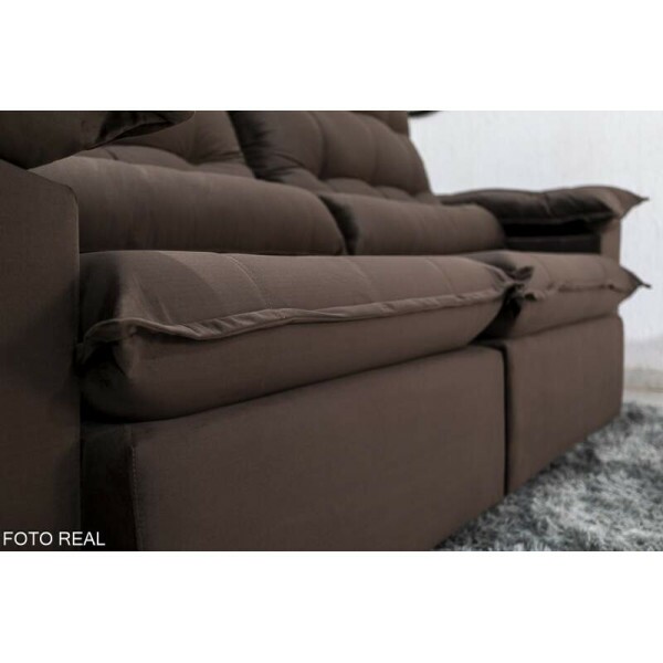 Sof Retrtil Reclinvel Emanuelly 2.30m Veludo Marrom - D28 Soft