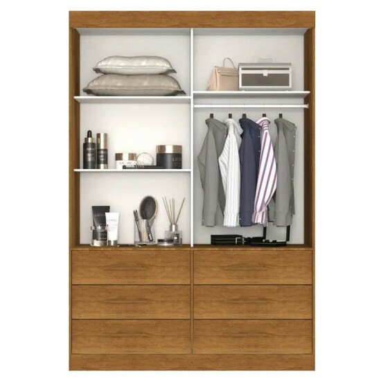 Guarda-Roupa Solteiro Star 2 Portas 6 Gavetas Cinamomo Larg. 1.19m Sall�to