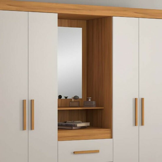 Roupeiro Solteiro NT 5015 Larg. 1.61m Freij/Off 4 portas 3 Gavetas C/Ps - Notvel