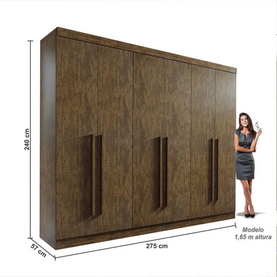 Guarda-roupa Casal 2,75m Da Vinci Plus Yp� 6 portas 6 Gavetas 100% MDF - D Doro