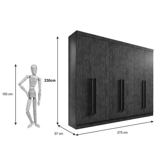 Guarda-roupa Casal Da Vinci Plus Branco 6 Portas 6 Gavetas 100% MDF Larg. 2.75m - D Doro