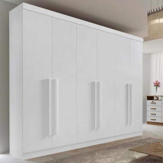 Guarda-roupa Casal Da Vinci Plus Branco 6 Portas 6 Gavetas 100% MDF Larg. 2.75m - D Doro