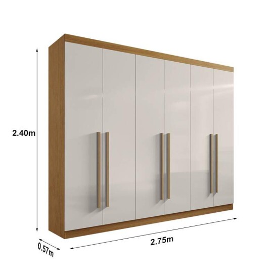 Guarda-roupa Da Vinci Plus 6 Portas Cinamomo/Off White Larg. 2.75m - D Doro