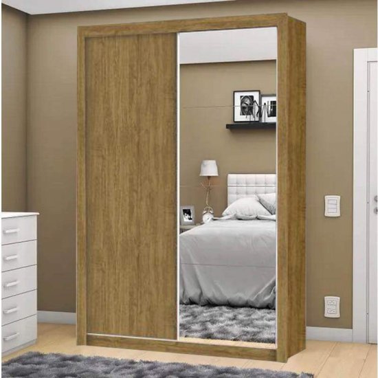 Guarda-roupa Solteiro 1,44m It�lia Freij� 2 Portas 2 Gavetas com Espelho - Carioca