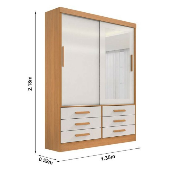 Guarda-roupa Meridian 2 Portas Cinamomo/Off White Larg. 1.35m - D Doro